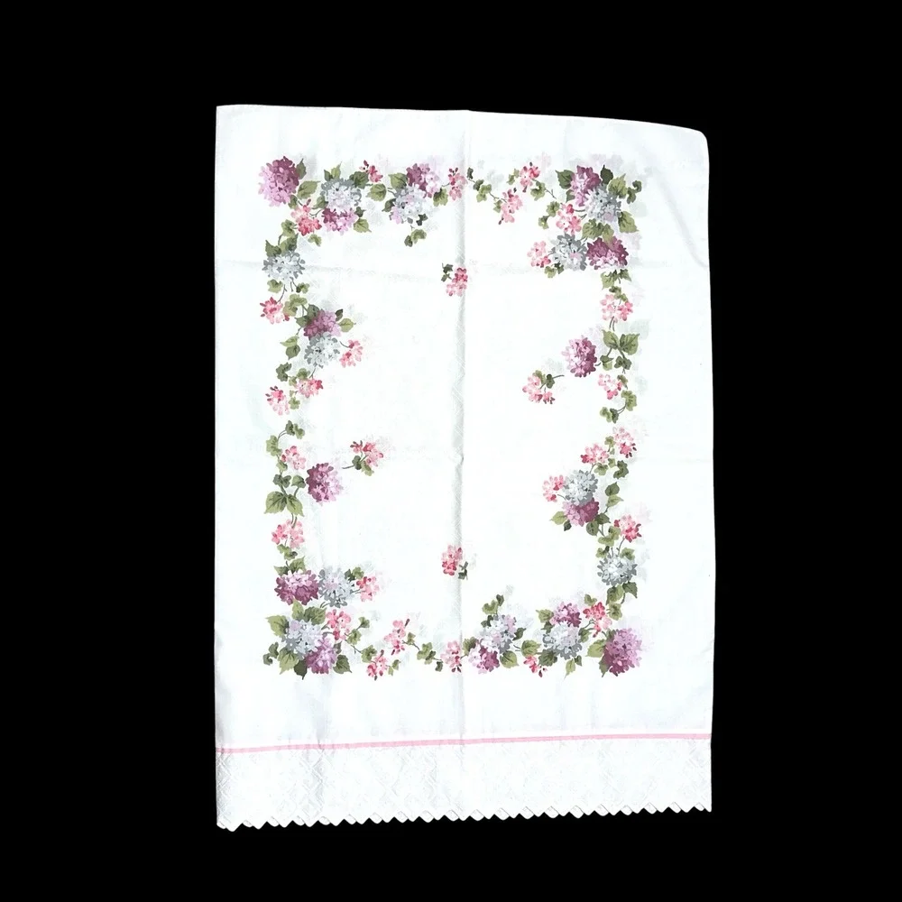 Springmaid Wondercale Floral Hydrangea Eyelet Lace Standard Pillowcase Pink Blue